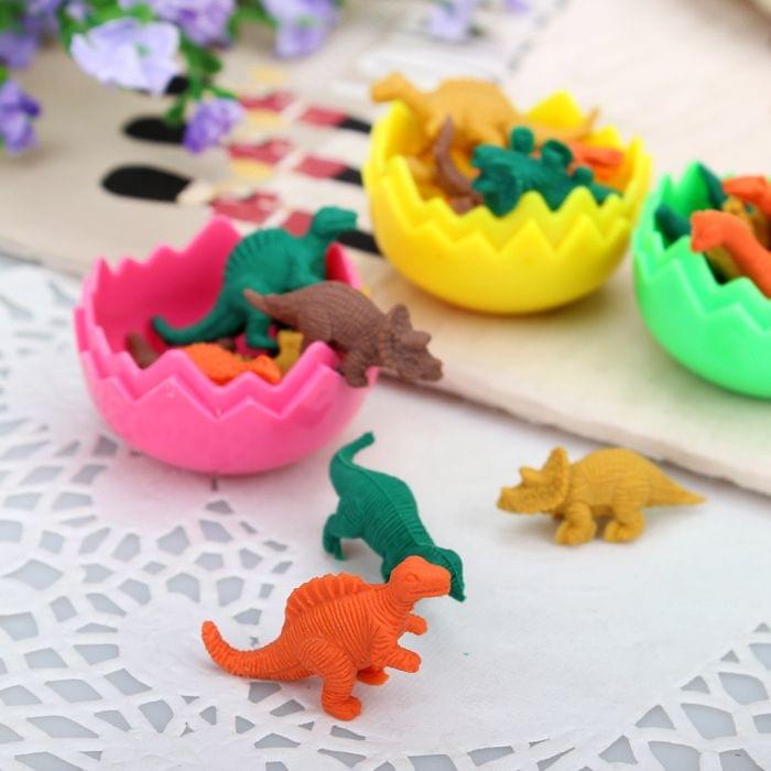 4 PCS Fashion Cute Dinosaur Egg Pencil Eraser School Supplies Student Stationery Random Color Delivery