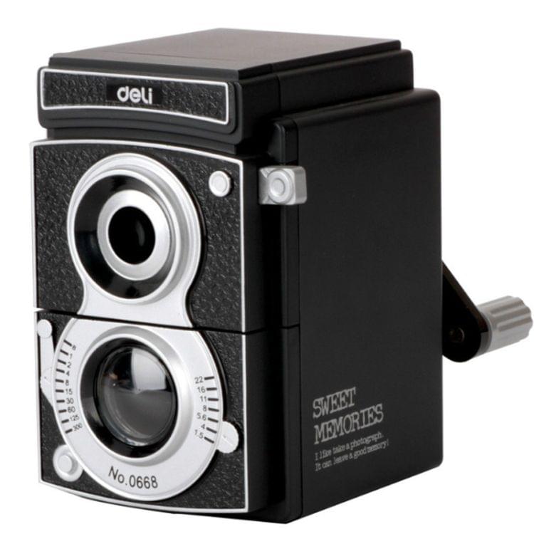Deli 0668 Sharpener Vintage Camera Shape Pencil Cutting Machine Creative Hand Pencil Sharpener
