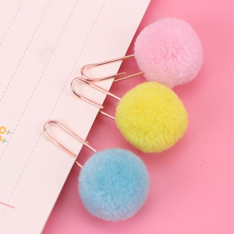 10 PCS Cute Hairball Rose Gold Clips Paper Clip Fashion Business Lady Style Office Stationery