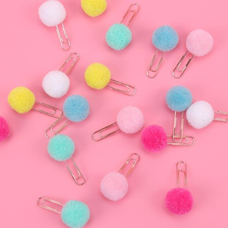 10 PCS Cute Hairball Rose Gold Clips Paper Clip Fashion Business Lady Style Office Stationery
