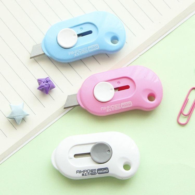 Cute Solid Mini Portable Knife Paper Cutter Razor Blade Office Stationery(Pink)