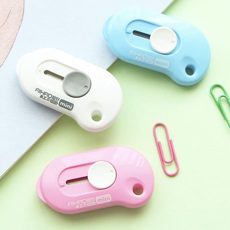 Cute Solid Mini Portable Knife Paper Cutter Razor Blade Office Stationery(Pink)