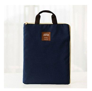 Canvas A4 File Folder Document Bag Business Briefcase Paper Storage Organizer Bag Stationery School Office Supplies(Dark Blue)