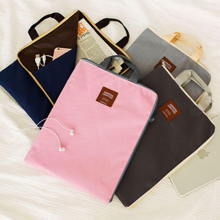 Canvas A4 File Folder Document Bag Business Briefcase Paper Storage Organizer Bag Stationery School Office Supplies(Dark Blue)