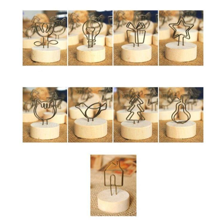 Creative Round Wooden Iron Photo Clip Memo Name Card Pendant Furnishing Articles Picture Frame(House)