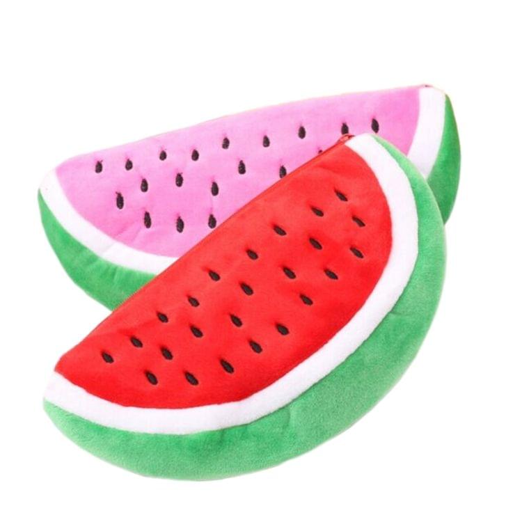 Cute Watermelon Shape Plush Pencil Bag(Red)