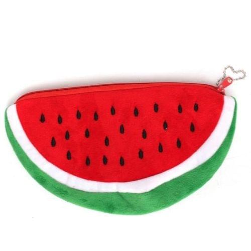 Cute Watermelon Shape Plush Pencil Bag(Red)