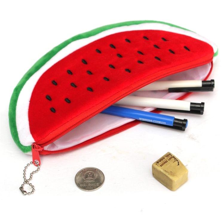 Cute Watermelon Shape Plush Pencil Bag(Red)