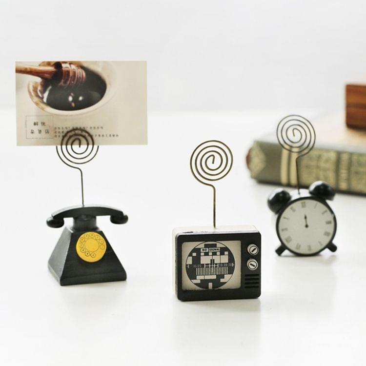 2 PCS Wooden Cartoon Card Stock Notes Folder Photo Clip Card Message Clip Office Supplies Information Clip, Type:Telephone