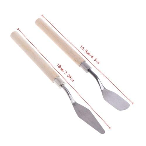 2Pcs Stainless Steel Palette Knife Spatula Scraper for Mixing Art Oil Painting