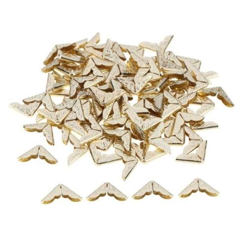 100 PCS Brass Metal Book Protector Scrapbook Notebook Folder Corner(Gold)