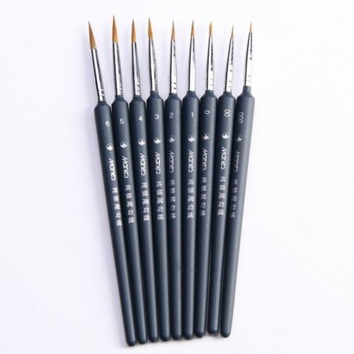 9 PCS / Set Art Supplies Weasel Hair Brush Watercolor Hook Line Brush Depict the Edge Pen Oil Painting Pen