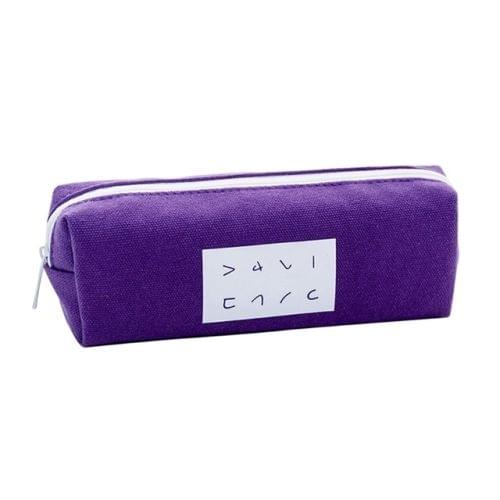 Simple Text Large Capacity Canvas Pencil Case(Purple)