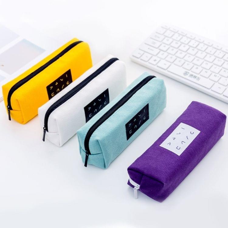 Simple Text Large Capacity Canvas Pencil Case(Purple)