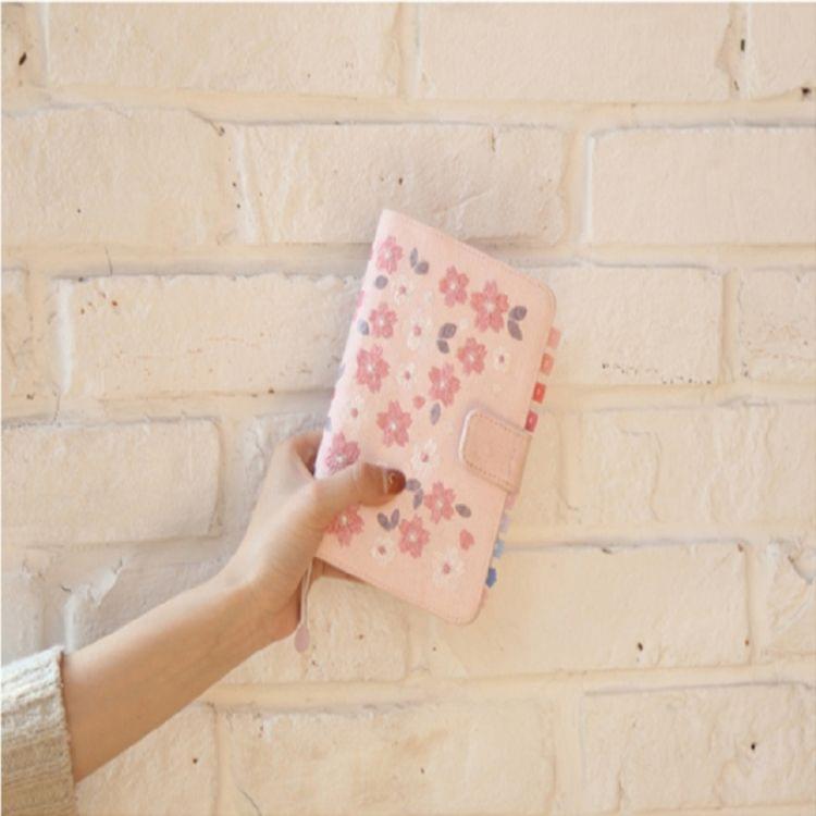 Sakura Theme Delicated Floral Journal Cover Standard A6 Paper Book Refilled Book, Size:Only A6 cloth cover(Pink)