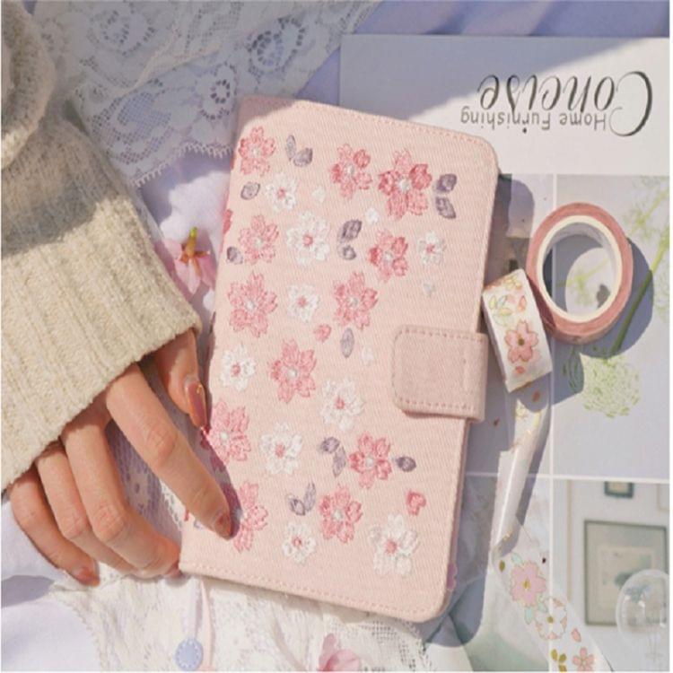 Sakura Theme Delicated Floral Journal Cover Standard A6 Paper Book Refilled Book, Size:Only A6 cloth cover(Pink)