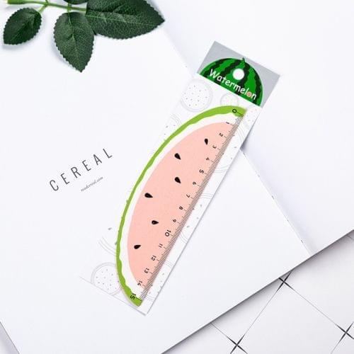 Cartoon Fruit Wooden Straight Ruler Measure Drawing Stationery School Office Supply Gift, Length:15cm(Watermelon)