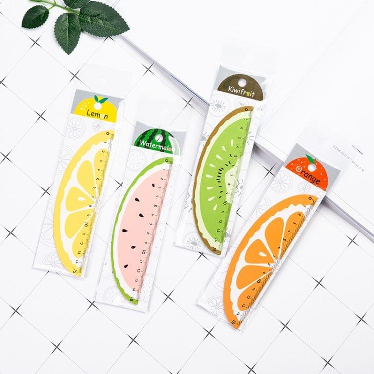 Cartoon Fruit Wooden Straight Ruler Measure Drawing Stationery School Office Supply Gift, Length:15cm(Watermelon)
