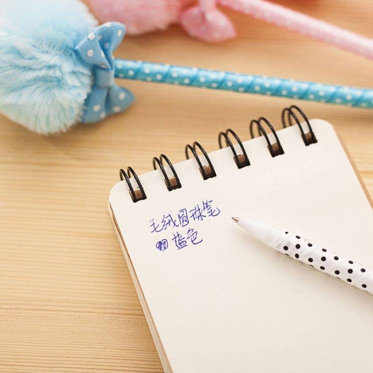 3 PCS Bow Plush Ballpoint Pen Fur Ball Portable Cute Kawaii Pen School Supplies Pens Kids Gifts, Random Color Delivery, Ink Color:Blue