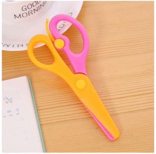 2 PCS 137mm Mini Safety Round Head Plastic Scissors Student Kids Paper Cutting Minions Kindergarten School Supplies(Orange pink)