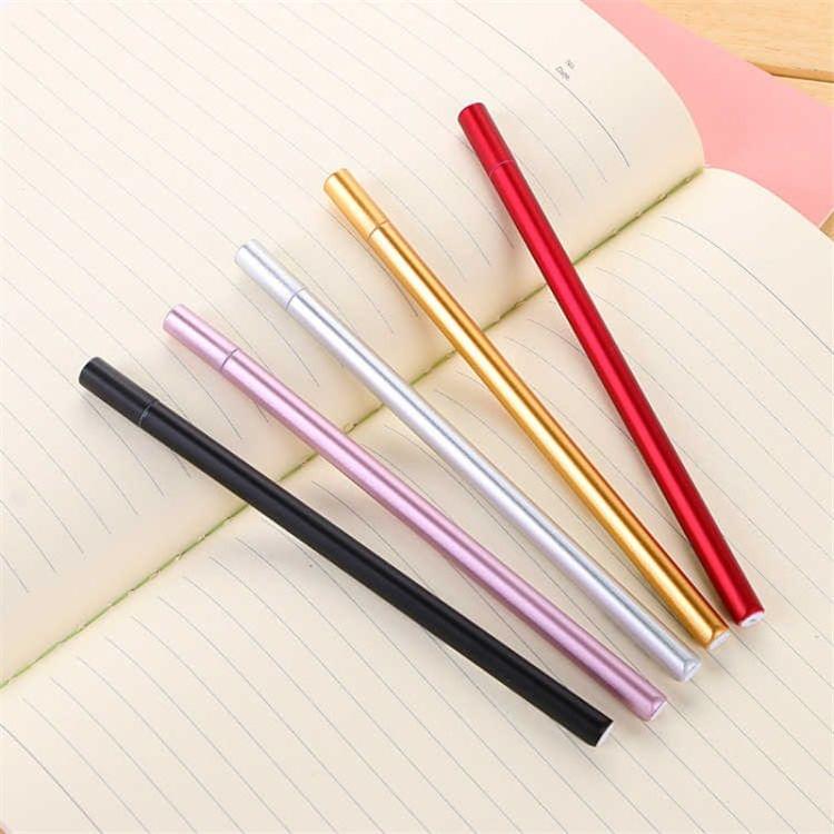 5 PCS Simple Triprism Ballpoint Pen Pure Metal Color School Office Stationery Supplies(Black)