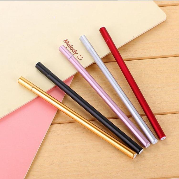 5 PCS Simple Triprism Ballpoint Pen Pure Metal Color School Office Stationery Supplies(Black)