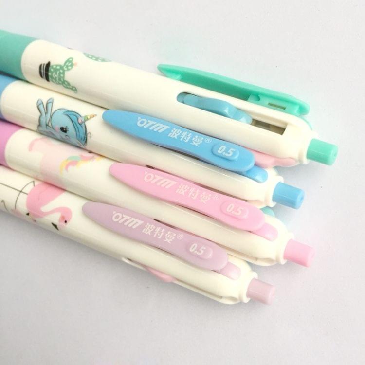 2 PCS Cartoon Animals Plants 4 Colors Chunky Ballpoint Pen School Office Supply Gift Stationery,Random Color Delivery