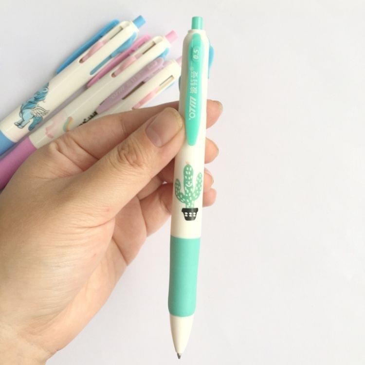 2 PCS Cartoon Animals Plants 4 Colors Chunky Ballpoint Pen School Office Supply Gift Stationery,Random Color Delivery