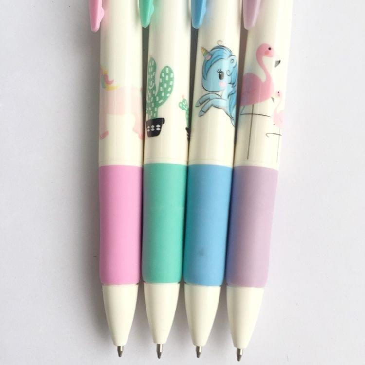 2 PCS Cartoon Animals Plants 4 Colors Chunky Ballpoint Pen School Office Supply Gift Stationery,Random Color Delivery
