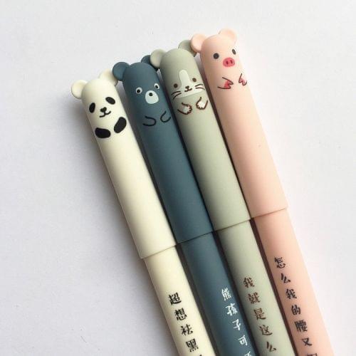 4 PCS Animal Pattern Erasable Ink Gel Pen School Office Supply Gift Stationery(Blue Ink)