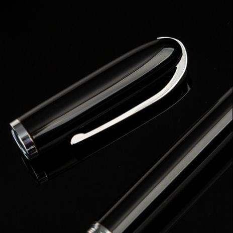 2 PCS Black Roll Ball Pen Ballpoint Pens School Office Stationery Luxury Birthday Gift(Black silver )