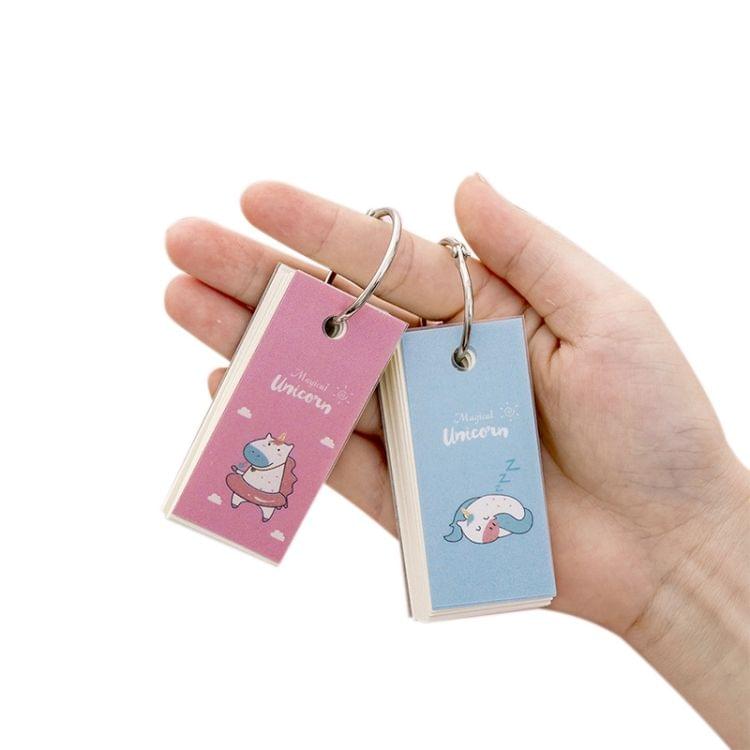 4 PCS Cute Rainbow Unicorn Pattern Mini Ring Buckle Blank Word Book Card Tearable Notepads