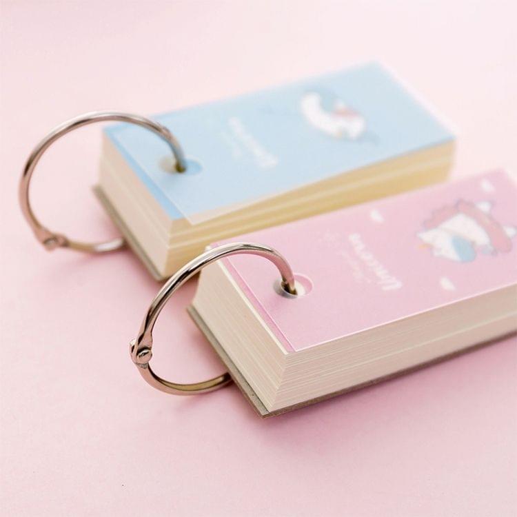 4 PCS Cute Rainbow Unicorn Pattern Mini Ring Buckle Blank Word Book Card Tearable Notepads