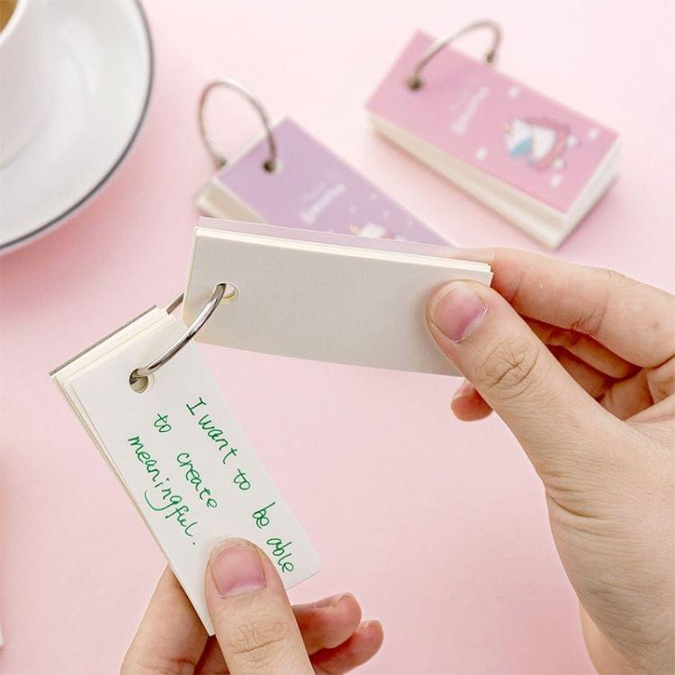 4 PCS Cute Rainbow Unicorn Pattern Mini Ring Buckle Blank Word Book Card Tearable Notepads
