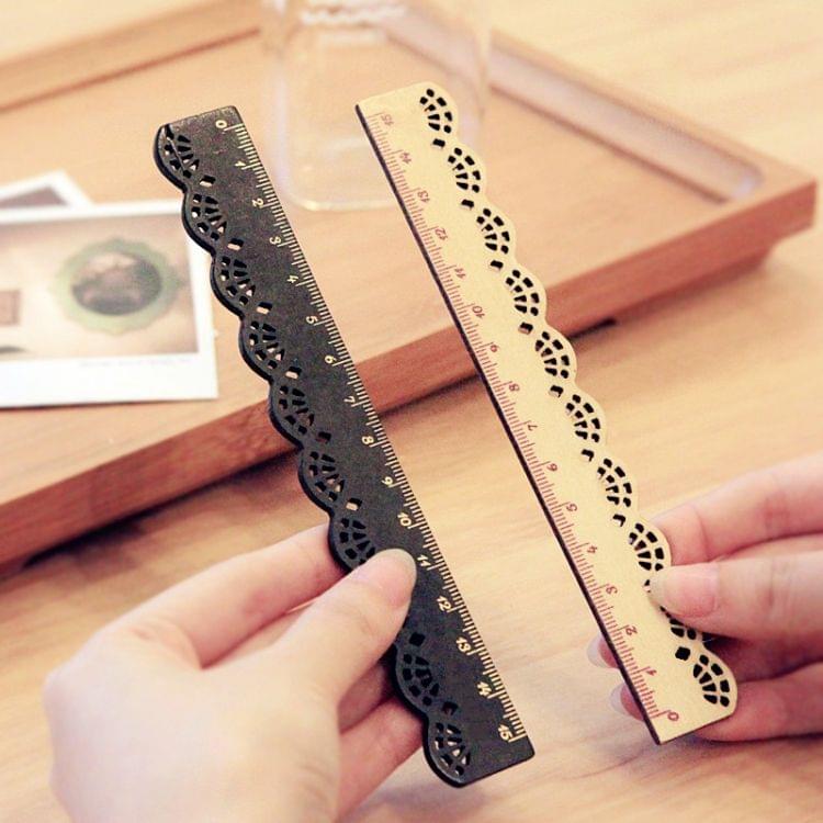 10 PCS Stationery Lace Brown Wood Ruler Straight Ruler Study Office School Supplies(Wood Color)