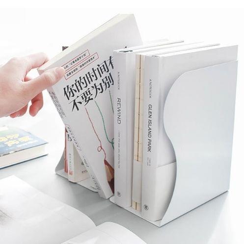 Adjust Bookshelf Large Metal Bookend Desk Holder Stand for Books Gift Stationery(White)