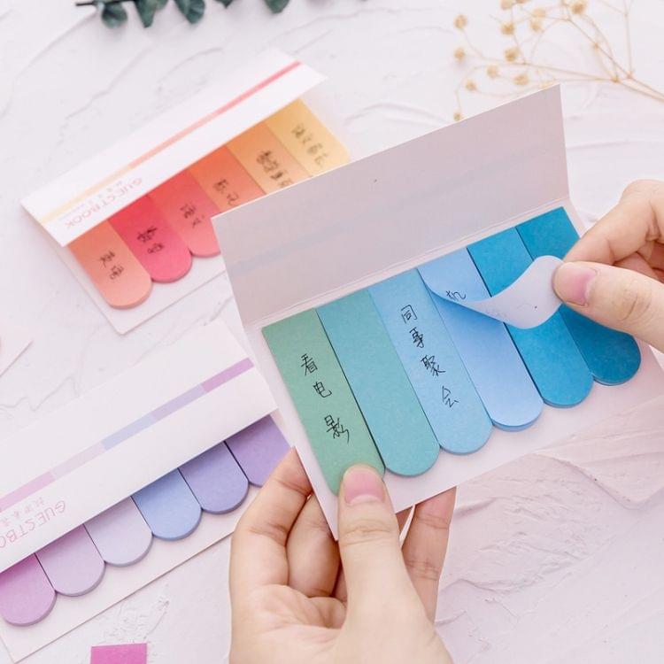 2 PCS Gradient Office Sticky Notes Planner Stickers Page School Supplies Stationery(Gradient blue)