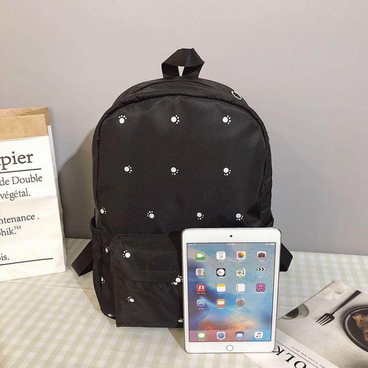 Small Footprint Pattern Waterproof Oxford Cloth Shoulder Backpack Casual Handbag Shoulder Bag (Black)