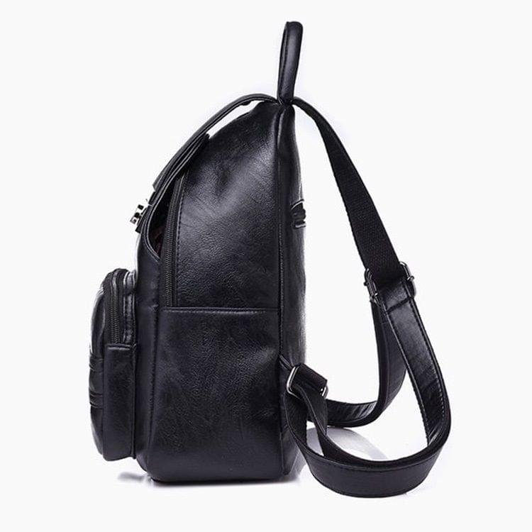 Simple Style Soft PU Surface Double Shoulder Bag Ladies Handbag Messenger Bag (Black)