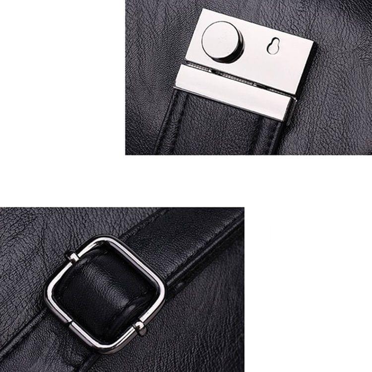 Simple Style Soft PU Surface Double Shoulder Bag Ladies Handbag Messenger Bag (Black)