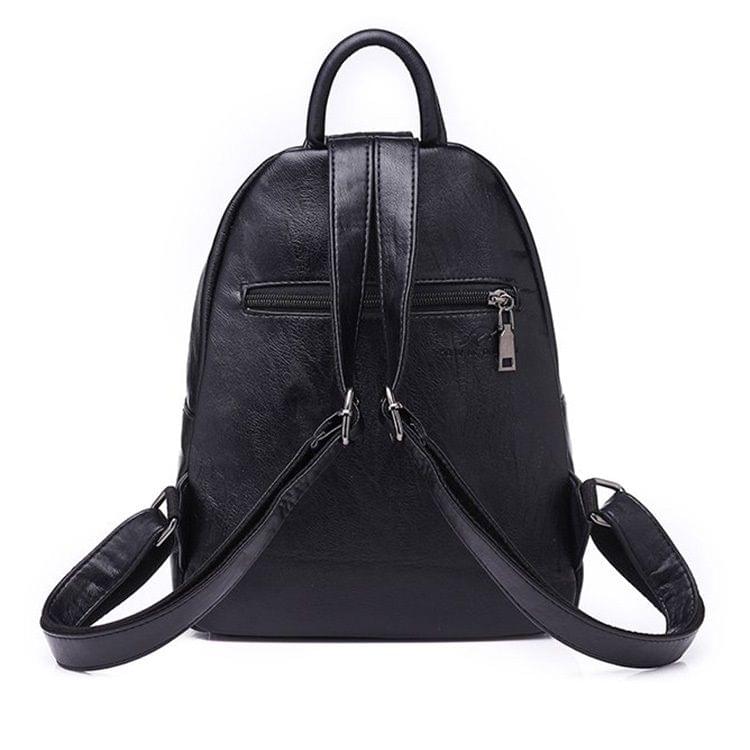 Simple Style Soft PU Surface Double Shoulder Bag Ladies Handbag Messenger Bag (Black)
