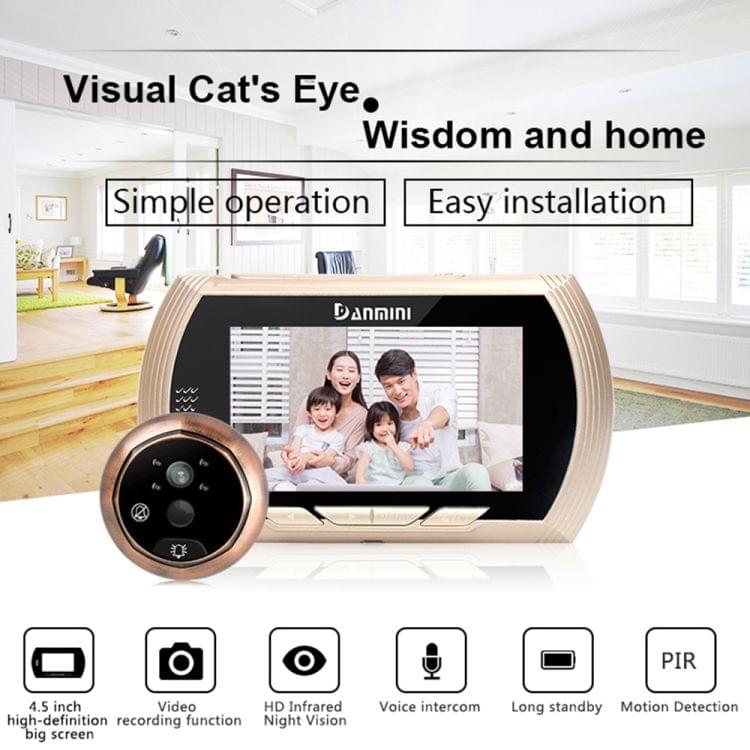 YB-45AHD-M 4.5 Inch Motion Detection Camera Video Smart Digital Door Viewer(Gold)