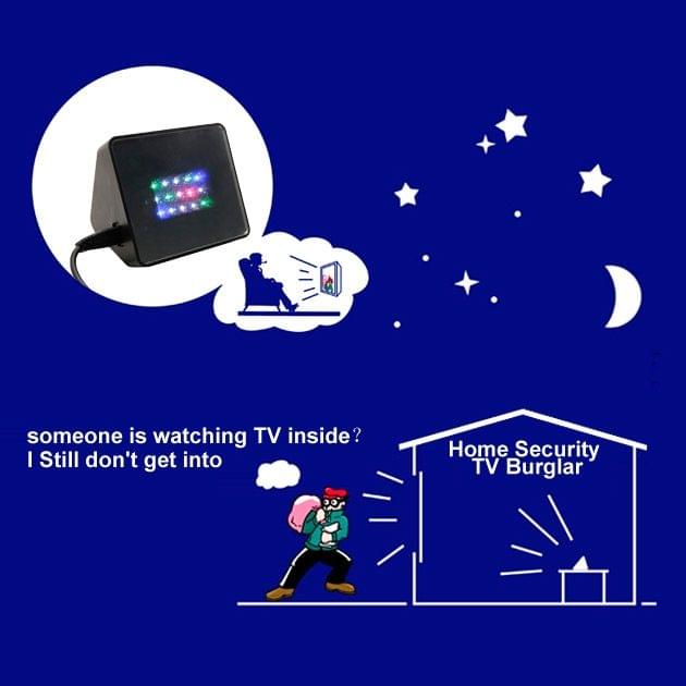 Home Security TV Deters Burglar Thief Prevention Device Built in LED Light, Support TF Card(Black)