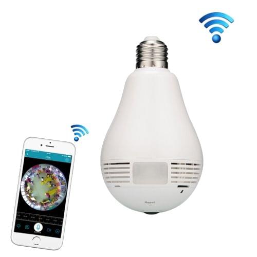 EC7-J8 1.3MP 360 Degree Bulb Lamp Network Panoramic Camera Wireless WiFi Smart Security Camera, Support Monitor Detection & Voice intercom & 128GB Micro SD Card (White)