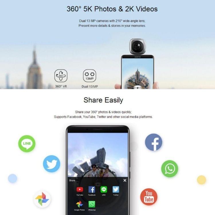 For Huawei CV60 Panoramic Camera with Dual 13 Megapixel Lens, Support 360 Degree Photo / Video, Asteroid / Crystal Ball / Fish Eye Effect, Self-timer, Social Sharing, Animation Production, VR Browsing(White)