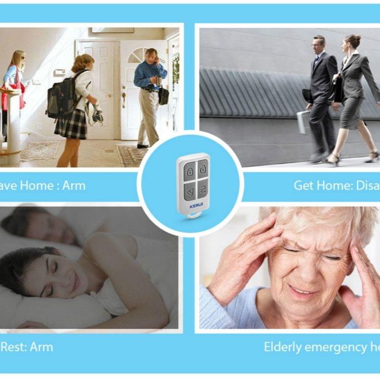 KERUI 433MHz Portable High-Performance 4-Buttons Keychain Wireless Remote Control Home Security Alarm System