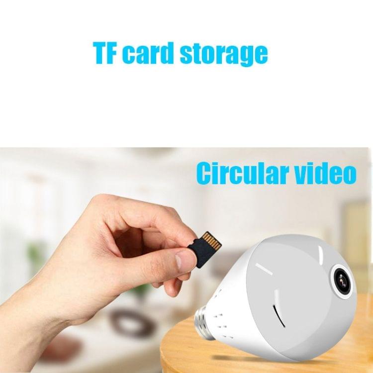 E27 Bulb Shape 360 Degrees Panoramic Camera 1080P HD WiFi Remote Webcam Monitoring for IOS / Android Mobile Phone, Support Motion Detection & Two-way Voice(64GB)
