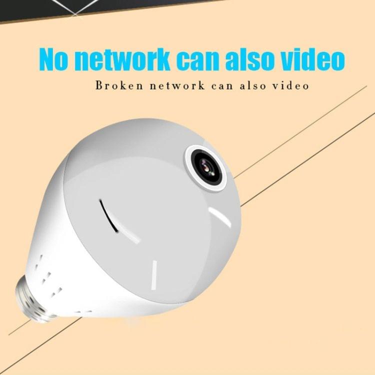 E27 Bulb Shape 360 Degrees Panoramic Camera 1080P HD WiFi Remote Webcam Monitoring for IOS / Android Mobile Phone, Support Motion Detection & Two-way Voice(64GB)