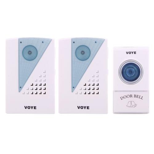 VOYE V001A2 Wireless Smart Music LED Home Doorbell with Dual Receiver, Remote Control Distance: 120m (Open Air)