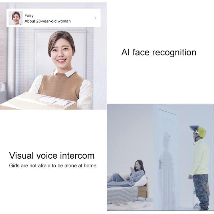 Original Xiaomi Mijia Smart WIFI Video Visual Doorbell, Support Infrared Night Vision & Change Voice Intercom & Real-time Video Viewing(White)